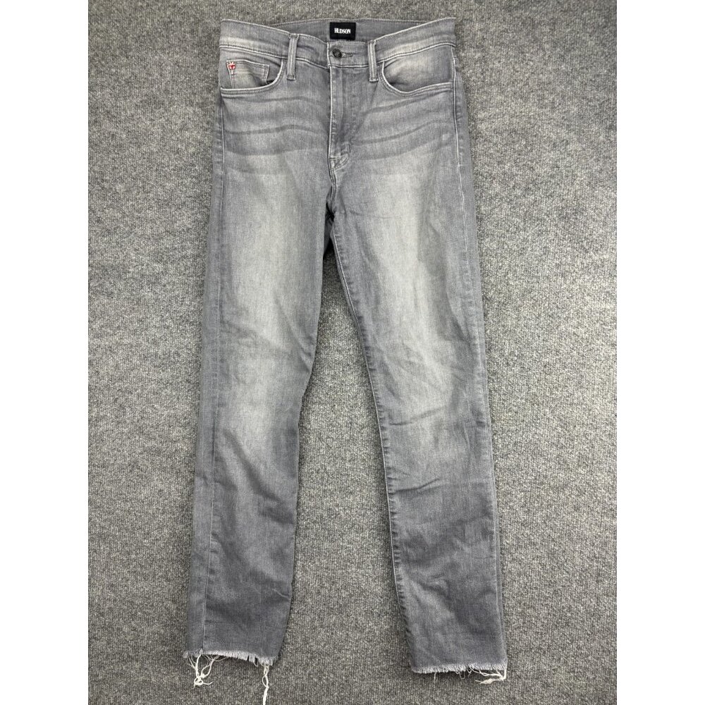 Hudson Blair Ped Jeans Womens 28 Gray Raw Hem Stretch Denim Skinny Ankle Crop